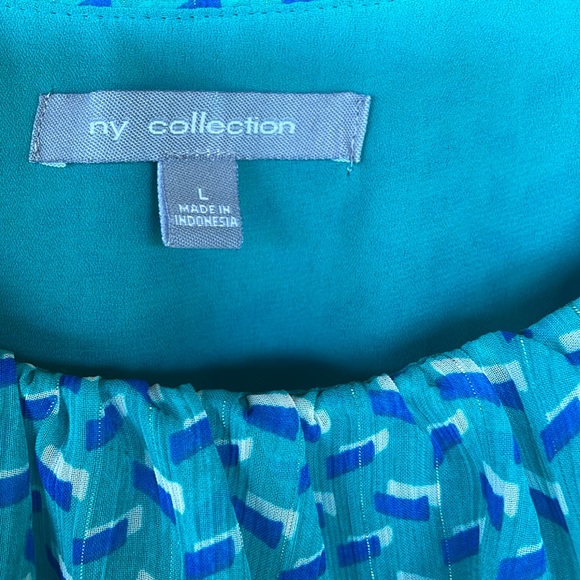 NY Collection blouson and tank style geometric print dress.  Size Large. - Picture 2 of 10